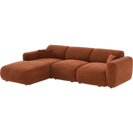 Divano angolare a sinistra in tessuto terracotta POGNI (1/4)