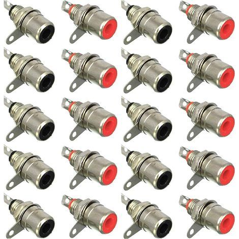 20pcs RCA Female Panel Mount Jack, RCA Audio Terminal Connector, RCA Solder Connector, RCA Plug Jack Connectors (1/4)