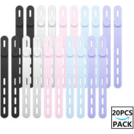 20er-Pack wiederverwendbare, waschbare Kabelbinder aus Silikon mit Verschlussschnalle, verstellbare Befestigungsgurte, hochelastischer Mehrzweck-Kabel-Organizer