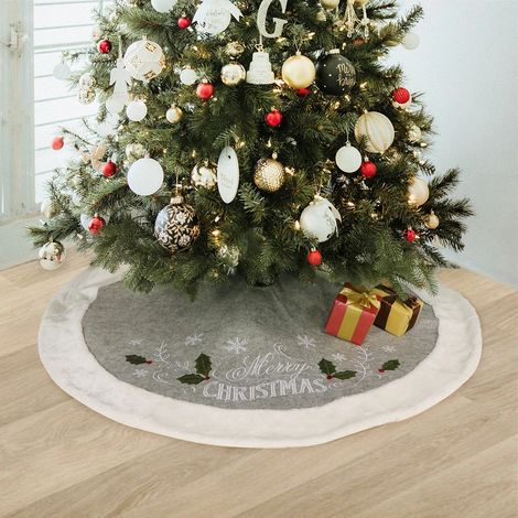 Tapis de sapin de Noël gris 120 cm - Joyeux Noël - Décorations de sapin de Noël (1/5)