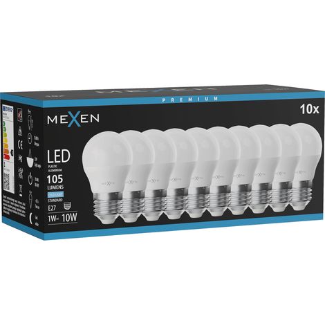 Mexen Nova 10x Ampoule LED E27, G45, 1W, Froid - 6500K, 105 lm - L101-E27-0165-01x10 (1/3)