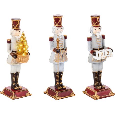 Conjunto de 3 figuras de Navidad de cascanueces con luces LED multicolor Pellosniemi (1/5)