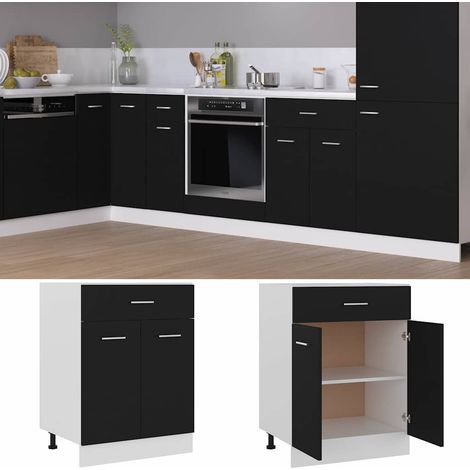 Maison Exclusive - Cajón inferior "Lyon" negro, 60 x 46 x 81,5 cm (1/5)
