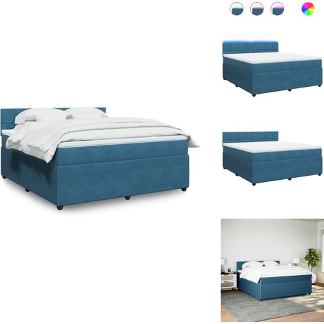 Boxspringbett mit Matratze Blau 180x200 cm Samt - Boxspringbett - Boxspringbetten - Bett - Schlafzimmermöbel (1/5)