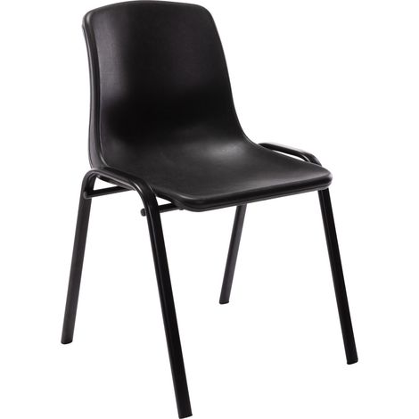 Chaise empilable Nowra avec assise en plastique et piètement en métal noir mat Noir (1/6)