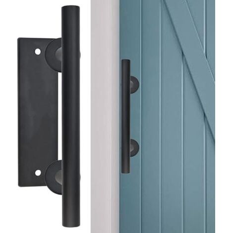Sollbry Poignee Porte en Acier Carbone 30cm Tube Rond Poignée de Porte Coulissante Antirouille Poignées de Porte de Grange Vintage Anti-corrosion pour Portes Caves à Vin Abris de Jardin Chambre