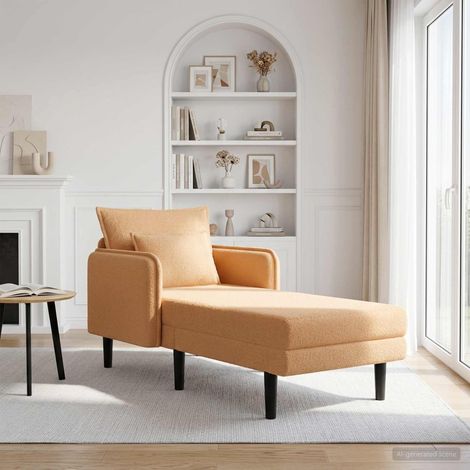 vidaXL Chaise longue de gran tamaño Beige Bouclé (1/5)