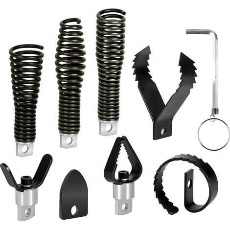 8PCS Attaché de forage de serpent de drain de.ensemble de coupe et d'auge.compatible avec les machines de nettoyage de drain 50FT-100FT.convient aux câbles de serpent de drain de5/16pouces à 3/4pouces (1/5)