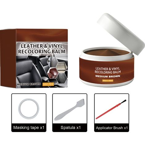 Crème de rénovation de couleur pour cuir (en un seul emballage) idéale pour les articles en cuir, les sièges auto, les canapés, les vêtements et les chaussures. Cette crème permet de raviver, nettoyer (1/5)