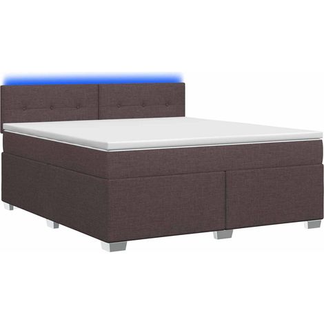 Maison Exclusive - Letto con Box Spring, Materasso e LED Marrone Scuro Tessuto (1/5)
