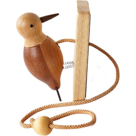 Sonnette pic-vert en bois JeiibrZui - 9 x 6 cm - 1 pièce - Patine verte - Heurtoir artisanal pour porte d'entrée, grange et intérieur - Son naturel (1/5)