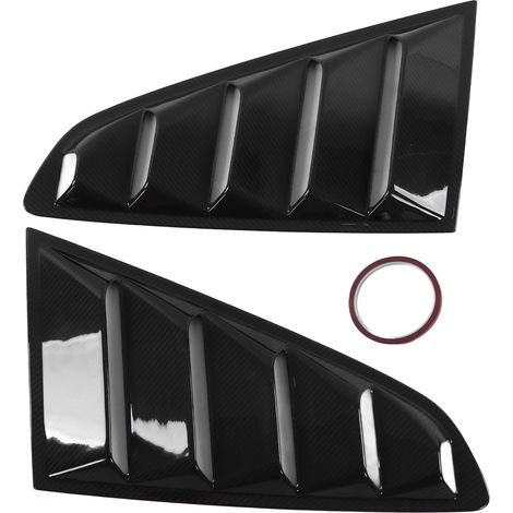 Decdeal 2 pièces persienne de fenêtre latérale arrière pare-brise en Fiber de carbone couverture de pare-soleil adaptations de voiture remplacement pour Mustang 2015-2021 modèle d'origine