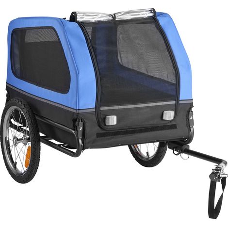 Remorque vélo pour chien, capacité 40 kg, chariot transport animal, pliable avec roue démontable, attache universelle, réflecteur et drapeau inclus, laisse interne. (1/5)