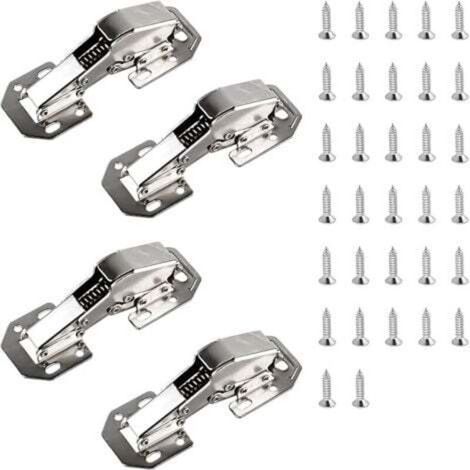 cerniere per armadi - 113 × 43 mm (5 pollici) - Cerniera a vite con chiusura ammortizzata per ante di armadi pesanti con molla, cerniera per mobili a 90° - con 32 viti con smorzamento