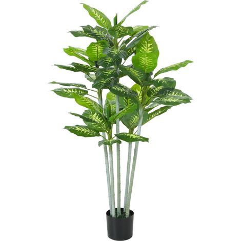 Plante artificielle Calathea, 150 cm de haut, pot en ciment, 53 feuilles - décoration intérieure