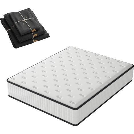 DEWINNER Matelas 140x190cm, Épaisseur 16cm, 2 Personnes, Parure de lit+Housse Couette+Housse d'oreiller, Adapté aux Chambres d'hôtes/Appartements studiotels/hôtels/ménages(140x190x16)