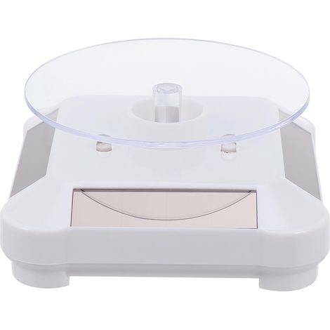 Solar-powered LED Rotating Display Stand, White Turntable for Jewelry (1/5)