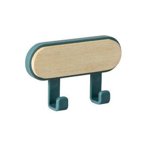 Fort auto-adhésif porte crochet mural en bois ABS porte-chapeau clé cintre organisateur mural cuisine salle de bain accessoires 1 pièces (bleu) (1/5)