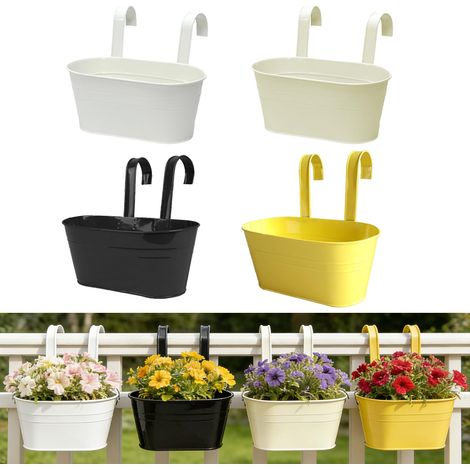 4 pièces Pots de Fleurs à Suspendre en Métal Double Crochet Balcon (1/4)