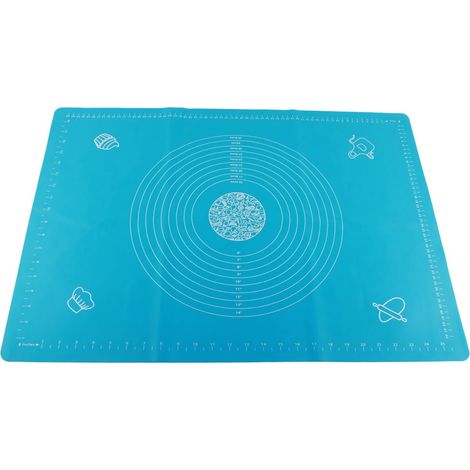 Tapis de pétrissage antiadhésif en silicone avec graduations, accessoire de cuisine et de pâtisserie (bleu, 50 x 70 cm) (1/5)