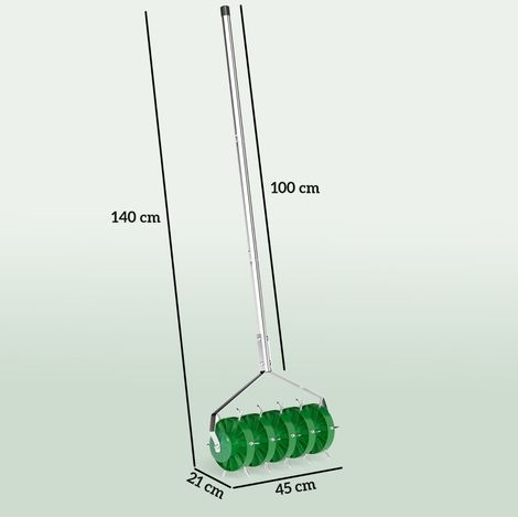 Aérateur de pelouse manuel 45 cm avec 30 pointes en acier MODENUIT (1/4)