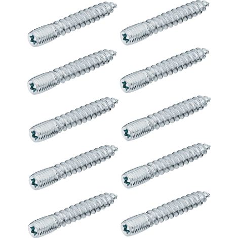 Cyclingcolors – Lot de 10 vis à double filetage M8 x 50mm – Assemblage sans tête – Empreinte torx pour métaux et bois – Pied meuble (1/2)
