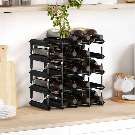Casier à bouteilles Étagère à bouteille - Casier à vin pour 20 bouteilles Noir Bois de pin solide BV746087 - BonneVie (1/5)