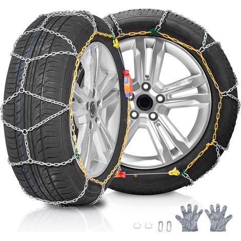 VEVOR Catene da Neve 610/685mm Catene da Pneumatici Lega di Acciaio al Manganese, Catene di Trazione di Emergenza 2 Pezzi per Auto, Catene di Emergenza per Carichi Pesanti per Auto SUV Camion Argento