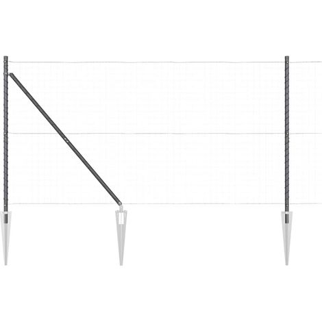 Grillage rouleau,Poteaux de clôture 7 pcs Gris Ø32mm 140 cm Acier galvanisé (1/5)