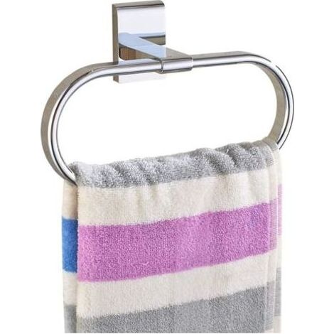 Anneau porte-serviettes ovale Laiton massif Chrome poli Support mural élégant-Ensoleillé (1/5)