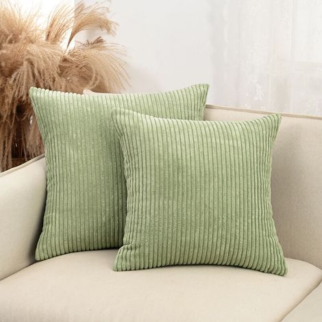 Decorative Housse de Coussin en Velours Côtelé Canapé Taie d'oreiller Douce pour Maison Salon Chambre 45x45 cm Lot de 2 Vert