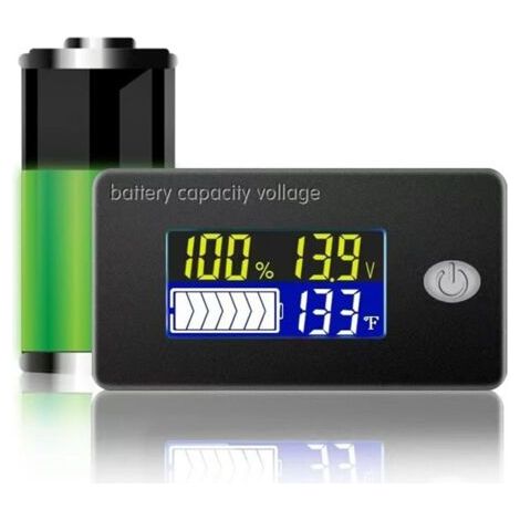 BUNTHAUS Compteur de Tension de Capacite de Batterie Avec Alarme et Capteur de Température 0179 ℉ Moniteur de Temperature 0 100V Compteur de Jauge de Batterie au Lithium et Plomb (1/5)
