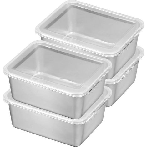 Lot de 4 petites boîtes alimentaires hermétiques pour réfrigérateur, contenants pour aliments-13.50X10.50X6.00CM-Silver (1/3)