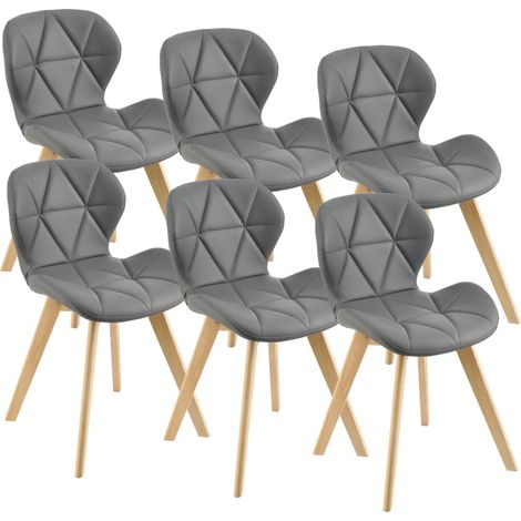 Set 6 sedie in ecopelle 81 x 57 x 49 cm grigio 030006792