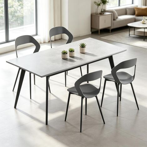 Sedie da pranzo set 4 pezzi, 51 x 44 x 83 cm, seduta in PP grigio e gambe in metallo HAVRYA (1/5)