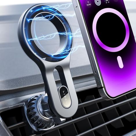 Soporte para coche [sin rejilla de ventilación] [rotación de 360°] Soporte magnético para teléfono de coche, 20 imanes N52 para iPhone 16 Pro Max Plus 15 14 13 12 (1/5)