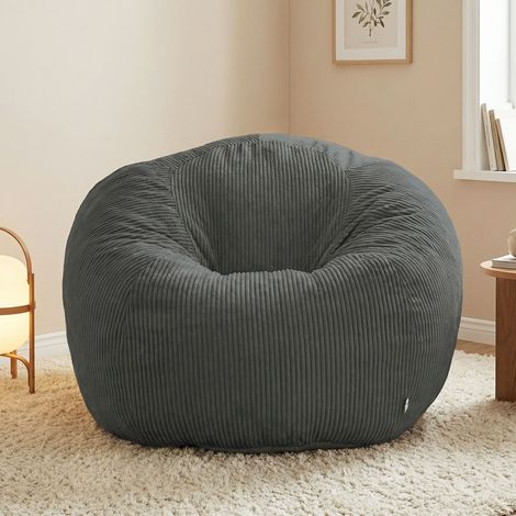 Fauteuil Pouf Géant Rondelle 110 cm – Gris – Pouf Poire Moderne pour Relaxation, Salon, Chambre et Gaming