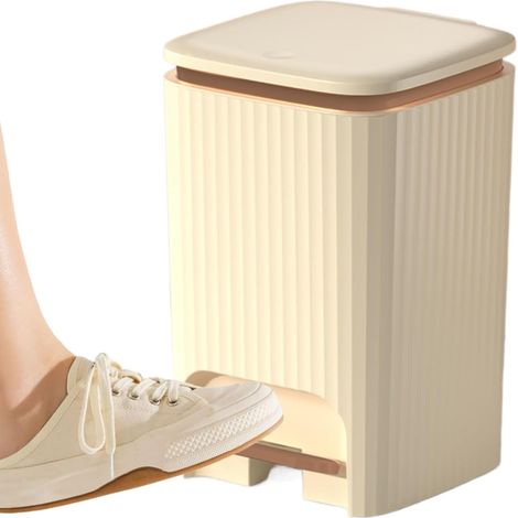 Poubelle De Cuisine Avec Couvercle Petite poubelle silencieuse de 15 litres Pressez La Pédale Fermeture silencieuse et anti-odeurs pour salle de bain, chambre, salon et (1/5)