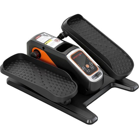 Vélo elliptique électrique, à pédales, 12 vitesses réglables, portable, léger, avec télécommande et écran LED, en acier et plastique, noir.