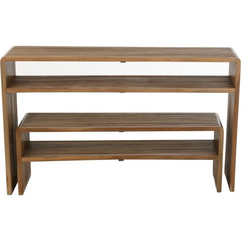 Lot de 2 consoles 118 et 130 cm cm en teck recyclé marron - RENTY (1/5)