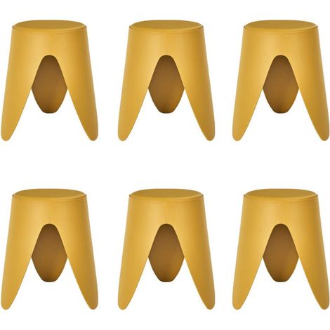 Lot de 6 Tabourets Empilables "Eve" 46cm Jaune Moutarde (1/5)