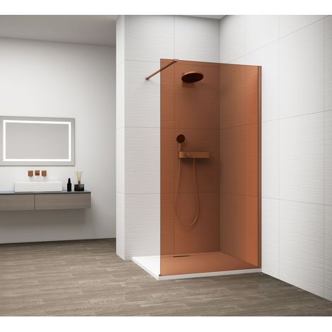 ESCA COPPER MATT Panneau de verre de douche monobloc, montage mural, verre Marron, 800 mm (1/3)