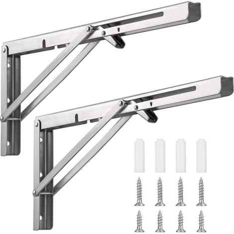 Lot De 2 Équerres Pliables Pour Étagère 25 Cm Pour Construction D'étagères Pliantes, Tables, Bancs, Pour Petits Espaces, Maisons, Appartements, Buanderies, Caravanes Et Bureau