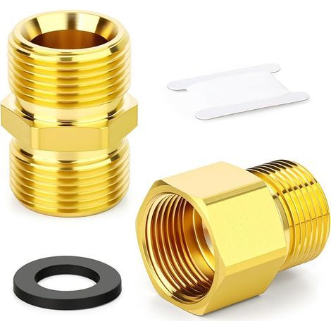 2 pièces adaptateur pour nettoyeur haute pression M22-14 mm, kit de raccord rapide en laiton pour rallonge de nettoyeur haute pression (1/5)