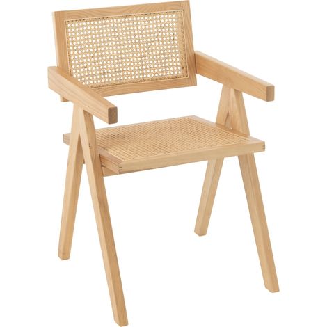 Chaise design en bois et rotin Naturel 59x52x80 cm (1/5)