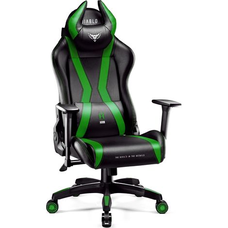 Diablo X-Horn 2.0 Gaming Stuhl Computerstuhl ergonomischer Bürostuhl Gamer Chair Schreibtischstuhl Schwarz-Grün: Normal Size (1/5)