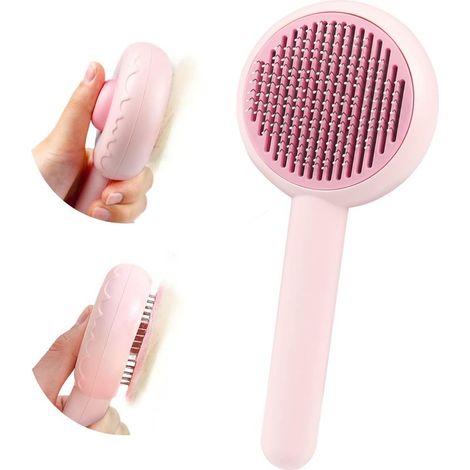Brosse autonettoyante pour chat et chien pour enlever le sous-poil lâche et les coussinets, brosse à poils de chat beignet pour le toilettage des animaux domestiques. (1/5)