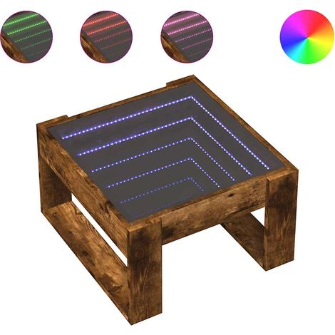 Maison Exclusive - Couchtisch mit Infinity-LED Räuchereiche 50x53