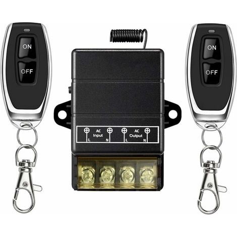Commutateur sans fil à relais,328FT 220V / 230V / 240V /relais 40A Commutateur RF sans fil pour appareils ménagers, pompe, plafonniers et équipeme (Remote Switch Black) (1/5)