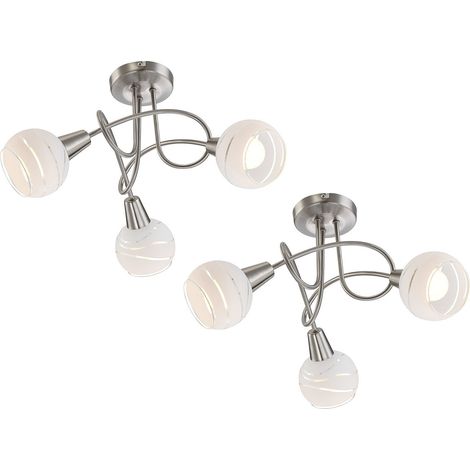 2er SET LED Deckenlampen 3-flammig, Glasschirme satiniert, Ø 39cm (1/2)